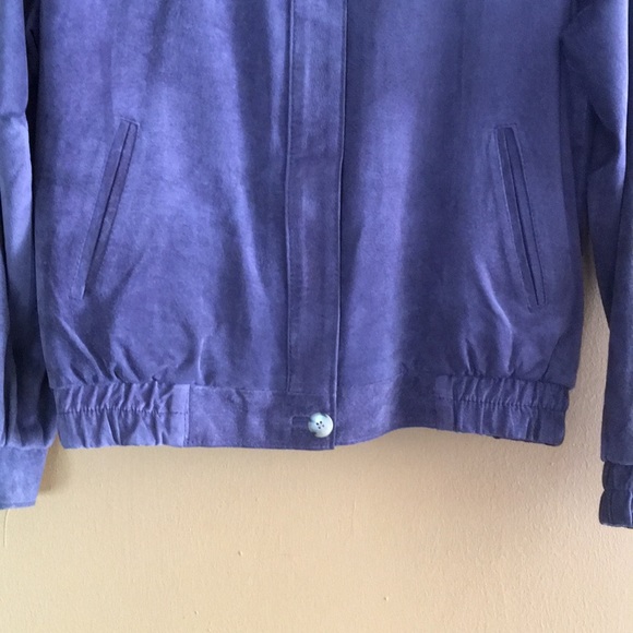 Women’s Mauve Leather Suede Bomber Style Jacket - Picture 3 of 8